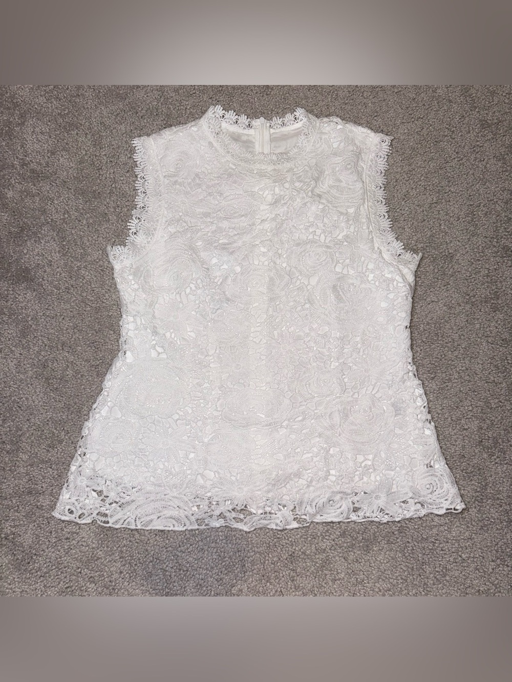SHEIN White Floral Lace Sleeveless Top